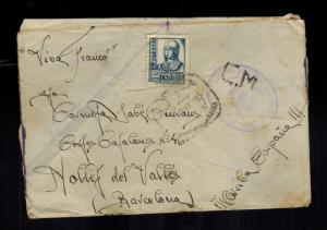 1939 Talavera de la Reina Spain Cover Internment camp to Barcelona w/ltr PC