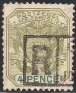 Transvaal 1897  4d sage-green and green used