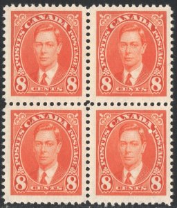 Canada SC#236 8¢ King George VI Block of Four (1937) MNH