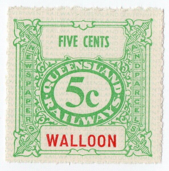 (I.B) Australia - Queensland Railways : Parcel Stamp 5c (Walloon)