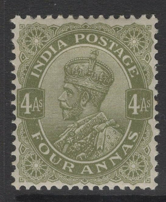 INDIA SG175 1911 4a OLIVE-GREEN MTD MINT