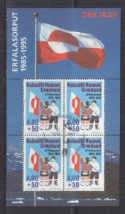 GREENLAND, 1995 10th. Anniversary of National  Flag Souvenir Sheet, used.