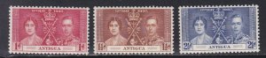 Antigua # 81-83, 1937 Coronation, Mint NH, 1/2 Cat.