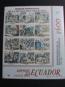 ECUADOR STAMP-1989 BICENTENARY OF FRENCH REVOLUTION IMPERF: MNH S/S -VERY FINE