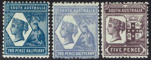 SOUTH AUSTRALIA 1894 QV SET WMK CROWN/SA PERF 13