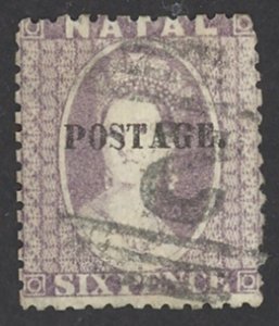 Natal Sc# 20 Used 1869 6p Queen Victoria