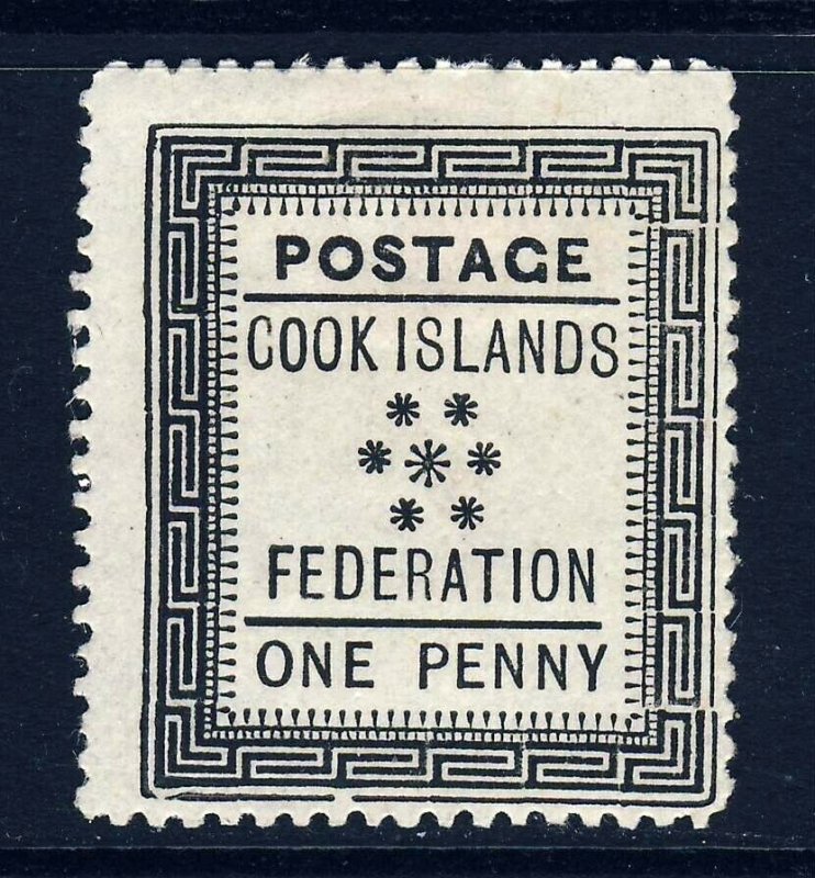 COOK ISLANDS 1892 One Penny Black  Perf.12½ No Watermark White Paper SG 1 MINT