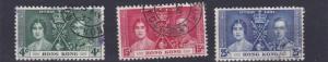 HONG KONG  1937   S G 137 - 139     CORONATION  SET   USED   