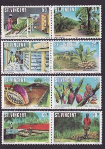 St. Vincent-Sc#619-22- id8-unused NH set-Banana cultivation-1981-