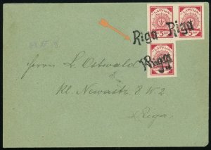 Independent Latvia #1 Riga Imperf 15k Postage Early Card 1918 Europe