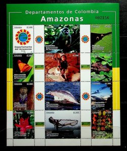 COLOMBIA Sc 1288-9 NH MINISHEETS OF 2008 - DEPARTMENTS - NATURE - ANIMALS-(CT5)