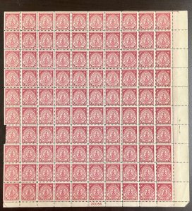 682   Massachusetts Bay Colony  MNH Sheet of 100  Issued 1929 cv $117