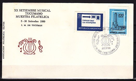 Argentina, 05-30/SEP/80. Musicale Tucumano cancel on a Cachet Cover. ^