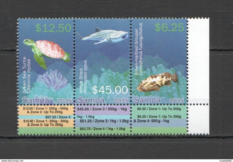 2015 Samoa Fish & Marine Life Sharks Turtles !!! Michel 50 Euro 1Set ** Nw0305