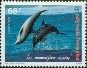 French Polynesia 1994 Sc#635,SG695 68f Spinner Dolphins MLH