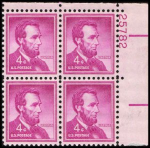 US #1036a LINCOLN MNH UR PLATE BLOCK #25782