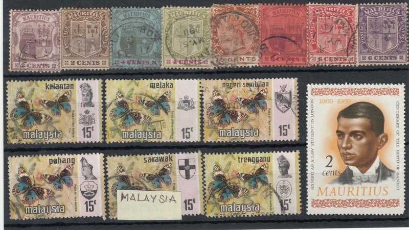 Mauritius/Malaysia Collection Of 15 FU/MH JK5117