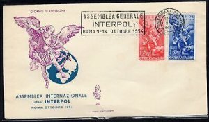 Italy FDC Venetia 1954 Interpol not traveled