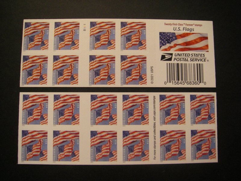 Scott 5658a, Forever Flags on Parade, 2022,Pane of 20 #B1111, MNH Booklet Beauty