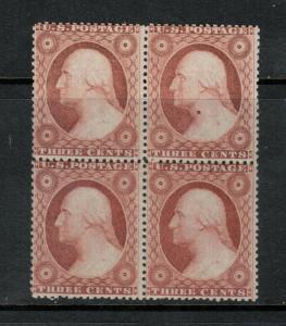 USA #26 Mint Fine - Very Fine Never Hinged Block UR Has Natural Paper Inclusion 