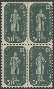 JAPAN  1946 Sc 376  Mint MNH Block VF, 30s Baron Hisoka, Sakura C98