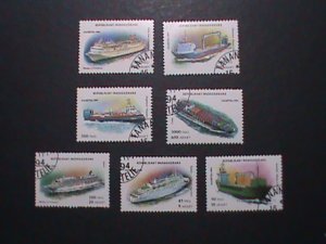 MADAGASCAR -1994  SC# 1248-54 MODERN SHIPS- USED STAMPS-HARD TO FIND VERY FINE