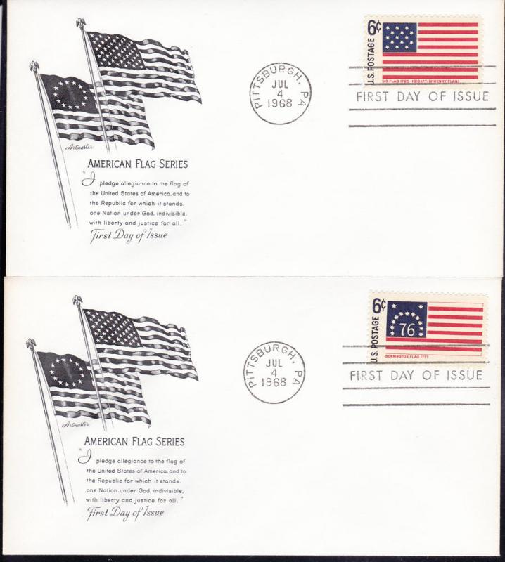U.S. # 1345-1354, Historic Flags, Complete set, FDC