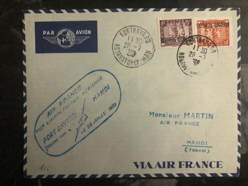 1938 Hanoi Vietnam First Flight Cover to Ft Bayard via Air France FFC 150 Flown