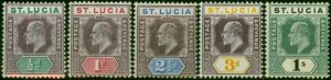 St Lucia 1902-03 Set of 5 SG58-62 Fine MM