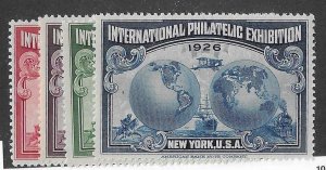 USA 1926 New York Philatelic Exhibition labels set of 4 NH VF