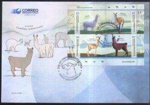 ARGENTINA 2015, FAUNA BIRDS TUCANS CAMELIDS, 2 MINISHEET YV 3085-92 FDC