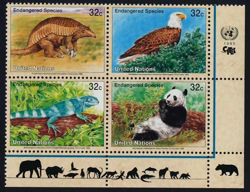 United Nations - New York 660a BR Block MNH Armadillo, Eagle, Iguana, Panda