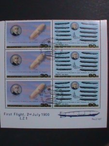 ​KOREA-1987- SC#2661-2-ZEPPELIN & DIAGRAMS OF AIRSHIPS CTO LARGE BLOCK VF