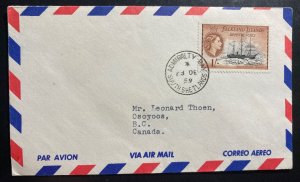 1959 Admiralty Bay Falkland Island Airmail Cover To Osoyoos Canada