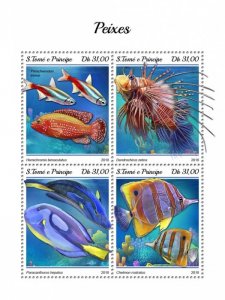 SAO TOME - 2018 - Fishes - Perf 4v Sheet - Mint Never Hinged