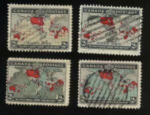   CANADA 1898, Map 4x Shade VF-U # 85,85i,86,86b
