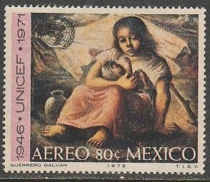 MEXICO C408, 25th Anniv UNICEF painting by Guerrero Used. VF. (1027)