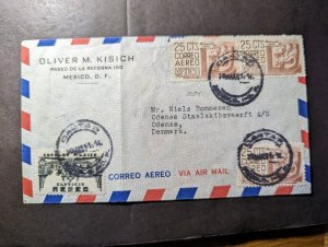 1951 Mexico Airmail Cover Mexico City to Odense Denmark Oliver M Kisich