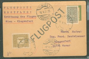 Austria C6 First flight Wien-Klagenfurt. No backstamps