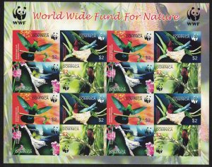 Dominica Birds WWF Caribs Imperf Sheetlet of 4 sets 2005 MNH SC#2520 a-d