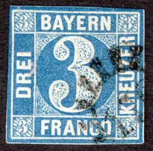 1850, Bavaria 3Kr, Used, Sc 2
