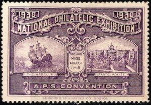 1930 US Poster Stamps National Philatelic Exhibition Boston, Mass. Set/4