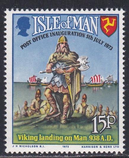 Isle of Man # 28, Vikings Landing, NH 1/2 Cat.