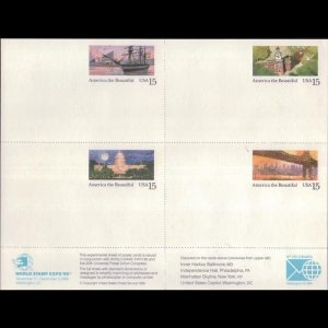 U.S.A. 1989 - Experimental Sheet - UX136-9 Postal cards