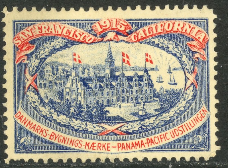 USA / DENMARK 1915 PANAMA PACIFIC EXHIBITION DANISH PAVILION Label MH