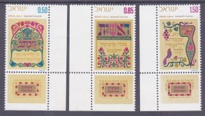 Israel 451-53 MNH 1971 Feast of Weeks (Shabouoth) Full Set of 3 w/Tabs VF