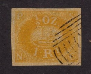 Peru stamp #1, used, laid paper, thin,  CV $400.00