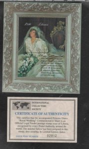 LIBERIA 1997 PRINCESS DIANA  A FAIRY TALE MINT VF NH O.G S/S (2LI)