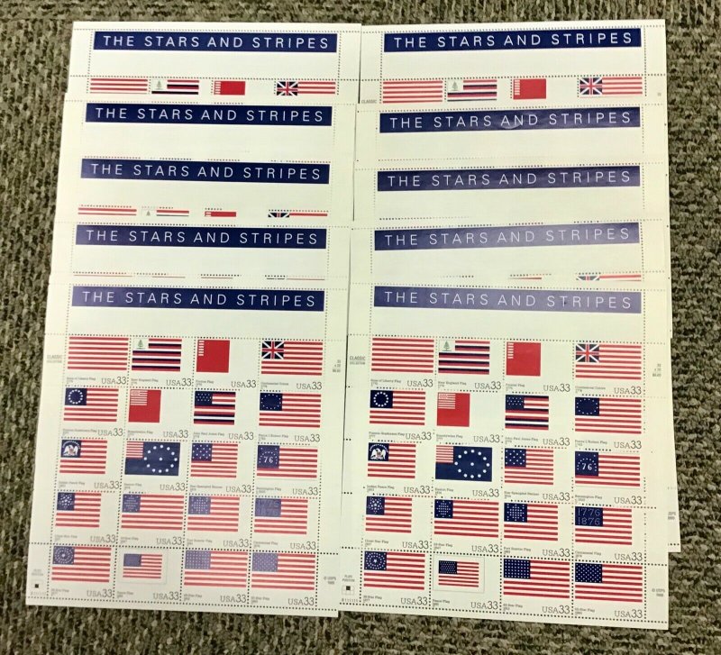 3403  Stars and Stripes   Lot of 10 sheets MNH 33 c Sheet of 20 FV $66   2000