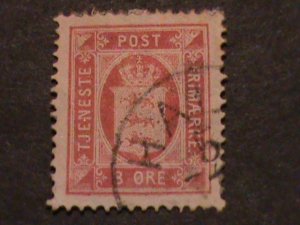 DENMARK-1891-SC#O4 - ST.2025- 155 YEARS OLD STAMP- USED-VF-HARD TO FIND-LAST ONE